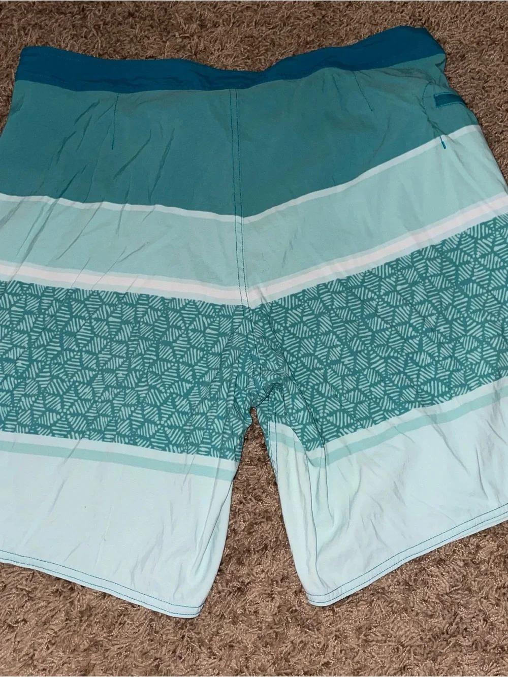 Patagonia Teal and Light Teal Patterned Swim‎ Board Shorts